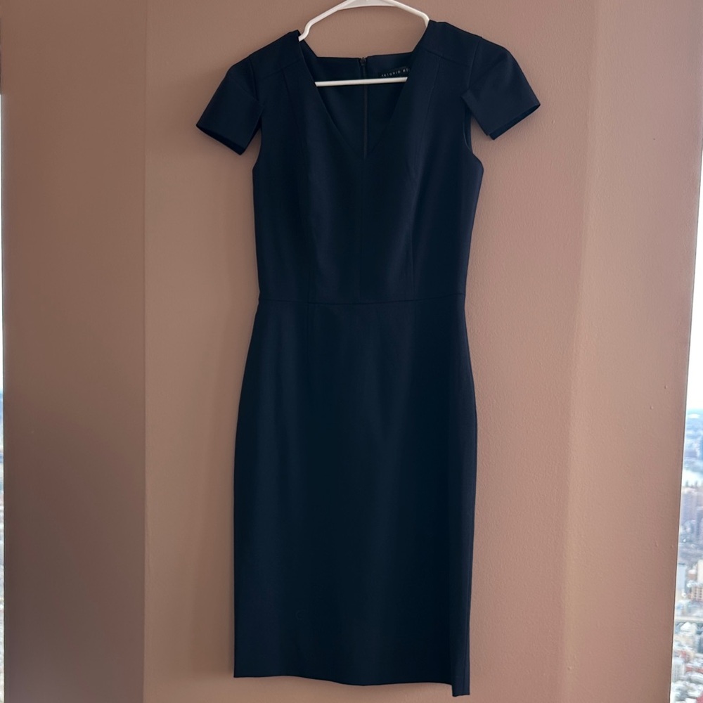 ANTONIO MELANI Navy Blue Midi Sheath Dress